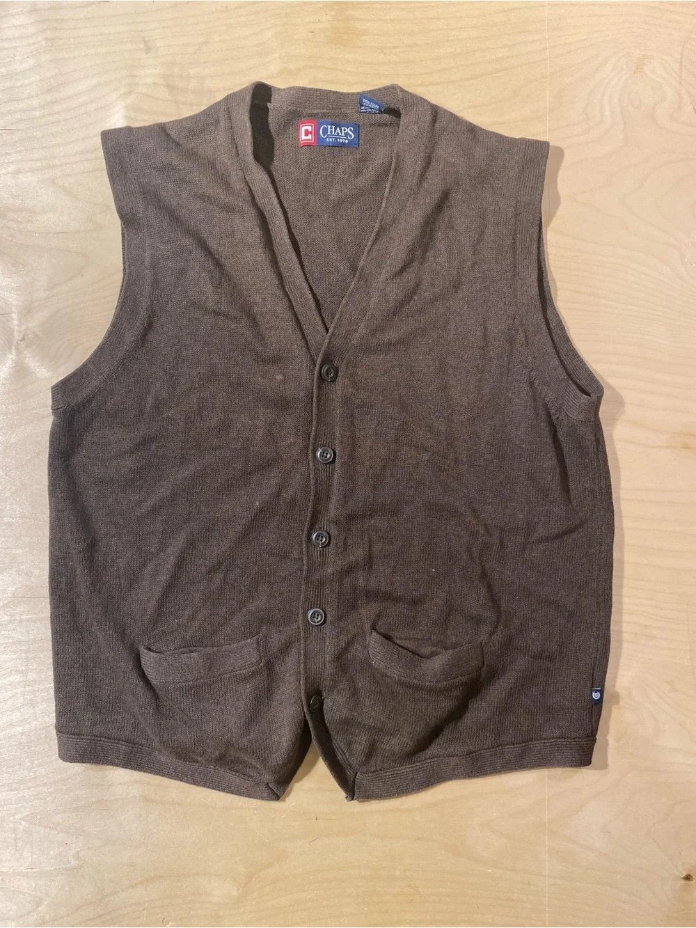 Chaps Brown Button-Front Men’s Knit Vest XL (SW)